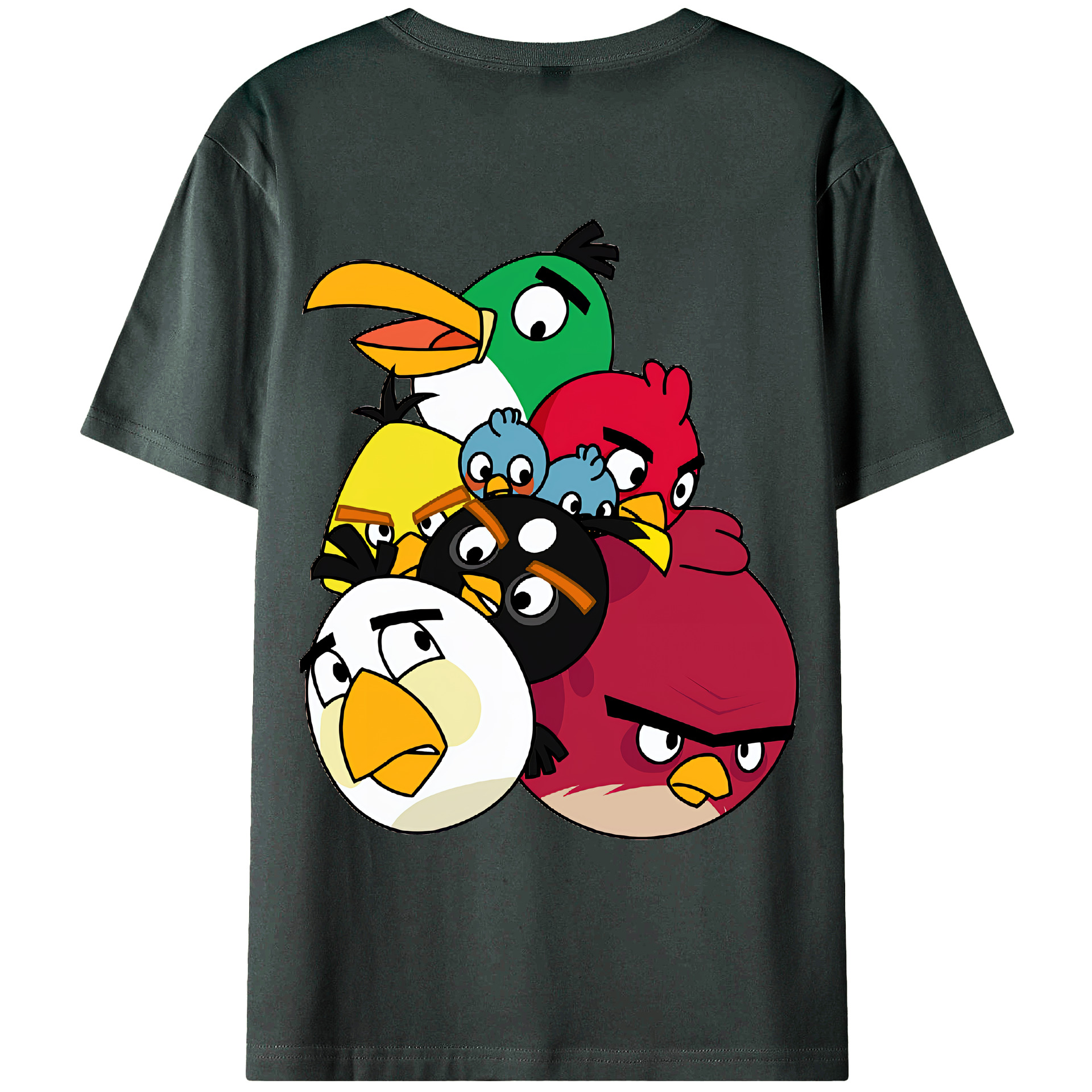 （画像用） Angry Birds アングリーバード 綿100％ メンズ半袖Tシャツ（バックプリント） 通気性